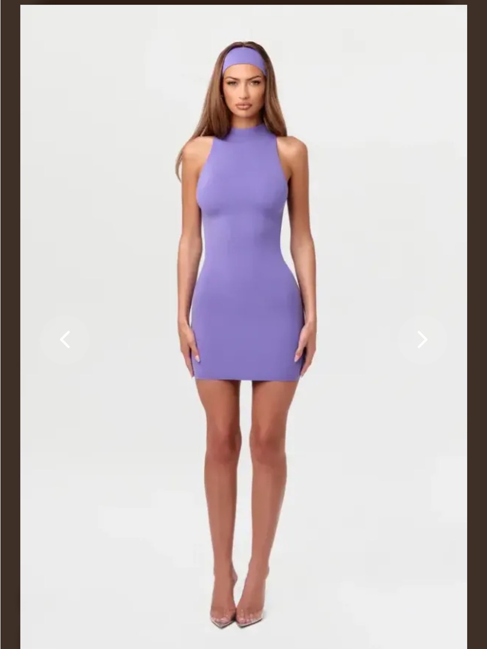 naked wardrobe Lavender Purple High-Neck Bodycon Mini Dress